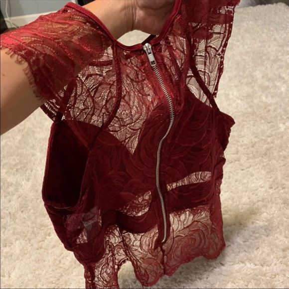 L' Patricia Red Lace Bra Crop Top 👚😍🤗 - Picture 3 of 5